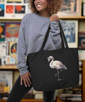 Organic Cotton Flamingo Tote Bag – Black Reusable Shopping Bag - Post & Poppy