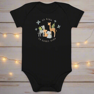 "Be Kind to Every Kind" – Organic Cotton Baby Animal Onesie - Post & Poppy