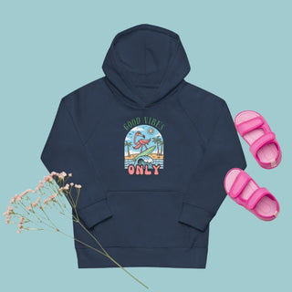 "Good Vibes Only" Flamingo Kids Hoodie – Organic Cotton Pullover - Post & Poppy