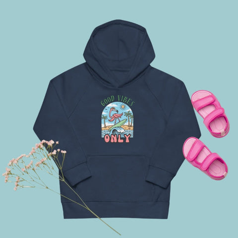 "Good Vibes Only" Flamingo Kids Hoodie – Organic Cotton Pullover - Post & Poppy