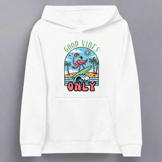 "Good Vibes Only" Flamingo Kids Fleece Hoodie - Post & Poppy