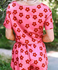 Floral Cropped Tee and Shorts Lounge Set – Two - Piece - Post & Poppy