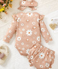 Daisy Ruffle Baby Outfit – Floral Bodysuit, Bloomers & Headband Set - Post & Poppy