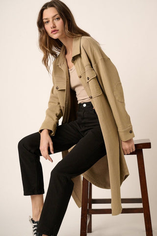 French Terry Longline Shacket - Post & Poppy