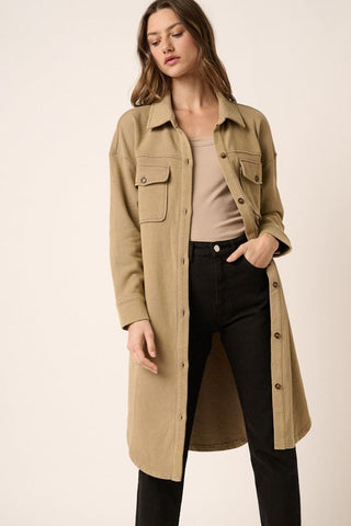 French Terry Longline Shacket - Post & Poppy