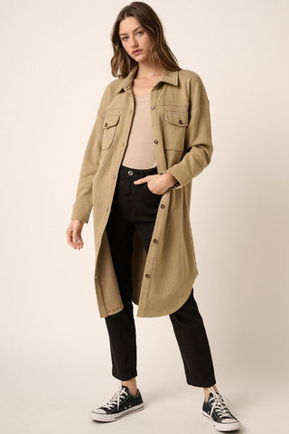 French Terry Longline Shacket - Post & Poppy