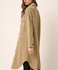 French Terry Longline Shacket - Post & Poppy