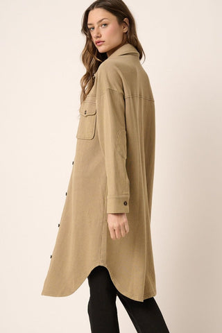 French Terry Longline Shacket - Post & Poppy