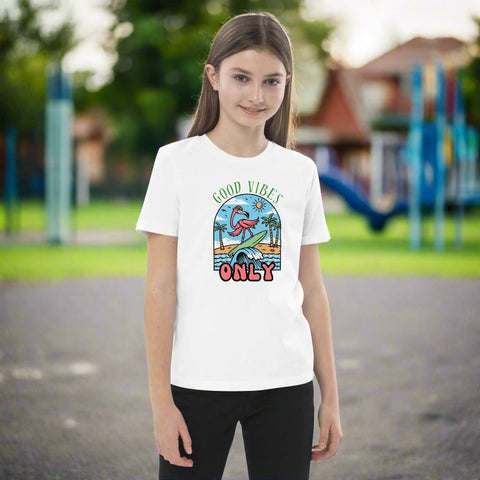 "Good Vibes Only" Flamingo – Organic Cotton Kids Graphic Tee - Post & Poppy