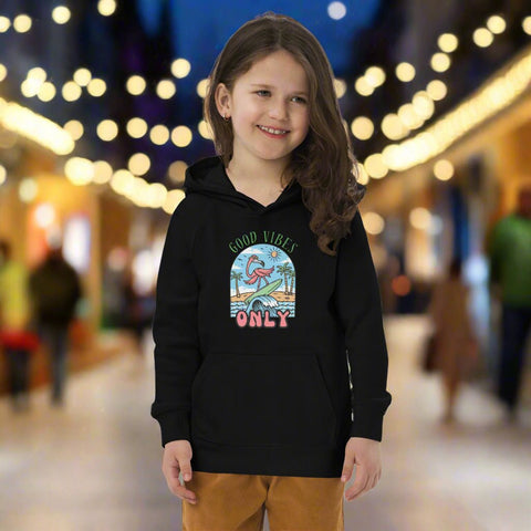 "Good Vibes Only" Flamingo Kids Hoodie – Organic Cotton Pullover - Post & Poppy
