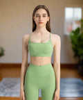 Matching green workout outfit for women