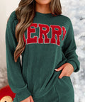 Green Christmas long sleeve and shorts set
