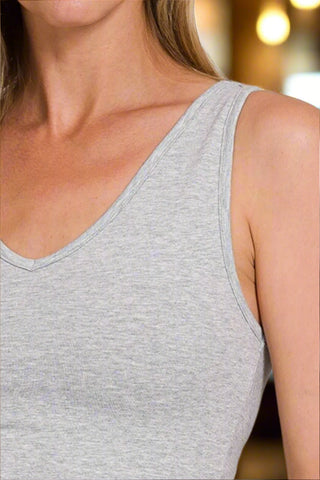 Close-up of soft ribbed fabric and scoop neckline
