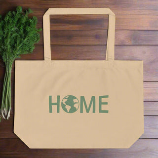 Organic HOME Tote Bag – Reusable Earth Print Cotton Shopper for Daily Use - Post & Poppy
