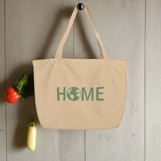Organic HOME Tote Bag – Reusable Earth Print Cotton Shopper for Daily Use - Post & Poppy
