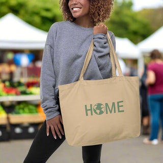 Organic HOME Tote Bag – Reusable Earth Print Cotton Shopper for Daily Use - Post & Poppy