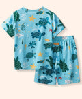 matching kids sea turtle shirt and shorts set for summer vacations and outdoor adventures