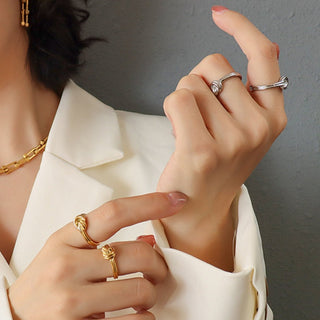Titanium Steel Knot Ring - 18K Gold and Silver Plated - Post & Poppy