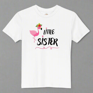 "Little Sister" Flamingo Kids T-Shirt – 100% Organic Cotton Tee - Post & Poppy