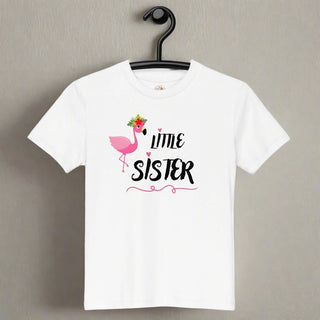 "Little Sister" Flamingo Kids T-Shirt – 100% Organic Cotton Tee - Post & Poppy