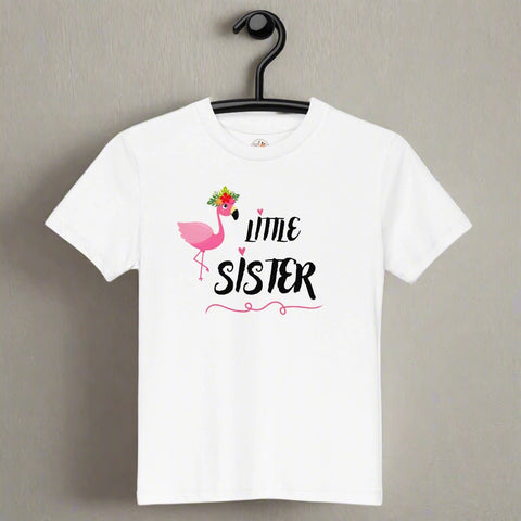 "Little Sister" Flamingo Kids T-Shirt – 100% Organic Cotton Tee - Post & Poppy