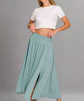 Smocked Waist Crop Top and Midi Skirt Set - Post & Poppy