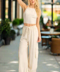 Oatmeal Crop Top and Cargo Pants Set - Post & Poppy