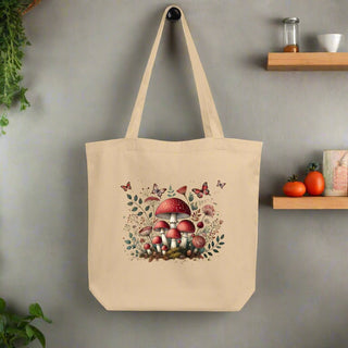 Reusable Cotton Cottagecore Tote Bag – Eco - Friendly Organic Market Bag with Nature - Inspired Design - Post & Poppy