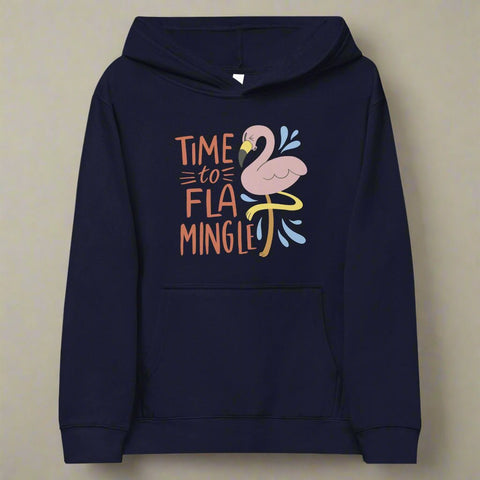 “Time to Flamingle” Kids Pullover Hoodie – Soft Cotton Blend Graphic Sweatshirt - Post & Poppy