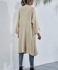 Back view of the cardigan in a longline cut