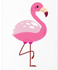 Close-up of Pink Flamingo Greeting Card design featuring a bright tropical bird illustration