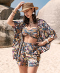 3 - Piece Printed Bra, Cover - Up, and Shorts Set - Post & Poppy