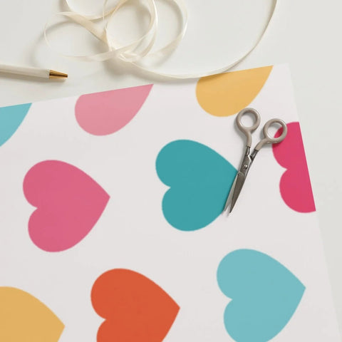 Rainbow Heart Premium Gift Wrap - Stylish Wrapping Paper - Post & Poppy