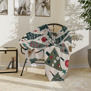 Retro holiday blanket draped on chair