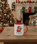 Christmas fireplace scene with Santa capybara mug