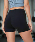 Rear view of black compression shorts showing contour and seam-free fit