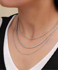 Triple Layer Silver Chain Necklace – Minimalist Stackable Jewelry - Post & Poppy