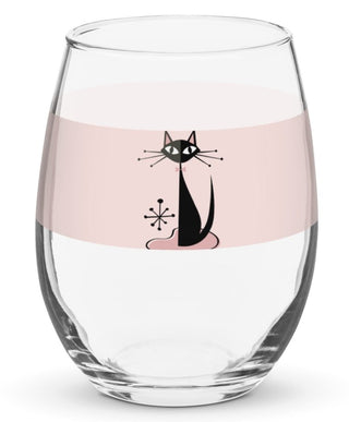 Black Cat Stemless Wine Glass - Post & Poppy