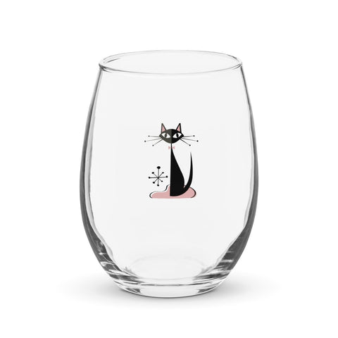 Black Cat Stemless Wine Glass - Post & Poppy