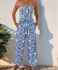 Wide Leg Strapless Jumpsuit – Boho Tube Top with Tied Waist - Post & Poppy