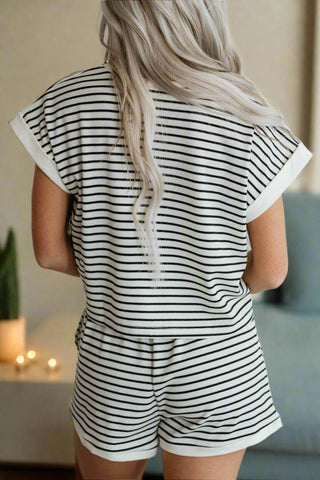 Striped Short Sleeve Lounge Set - Post & Poppy