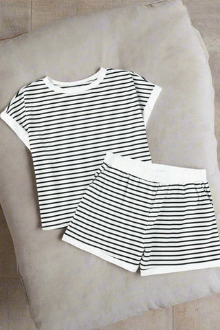 Striped Short Sleeve Lounge Set - Post & Poppy