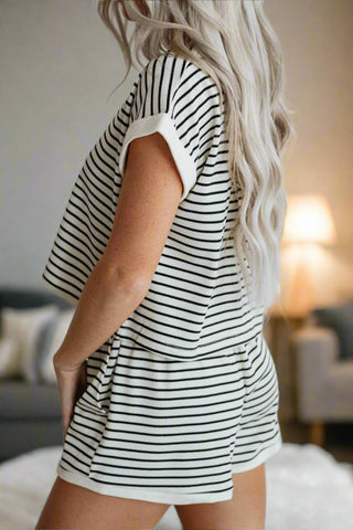 Striped Short Sleeve Lounge Set - Post & Poppy