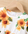 Sunflower Toddler Girl Outfit – Ruffle Top & Denim Shorts Set - Post & Poppy
