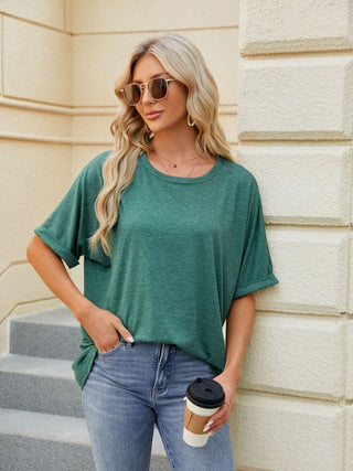 Relaxed Fit Round Neck Half Sleeve Tee – Soft Stretch Everyday T-Shirt - Post & Poppy