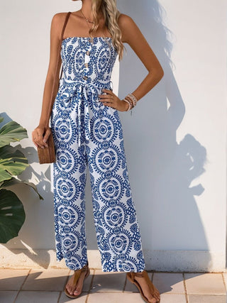Wide Leg Strapless Jumpsuit – Boho Tube Top with Tied Waist - Post & Poppy