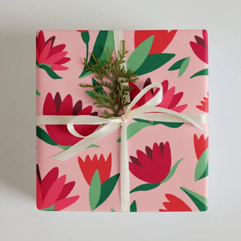 Tulip Abstract Floral Premium Gift Wrap - Elegant Wrapping Paper - Post & Poppy