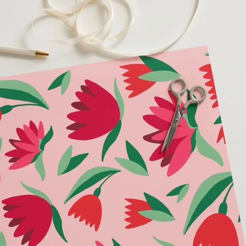 Tulip Abstract Floral Premium Gift Wrap - Elegant Wrapping Paper - Post & Poppy