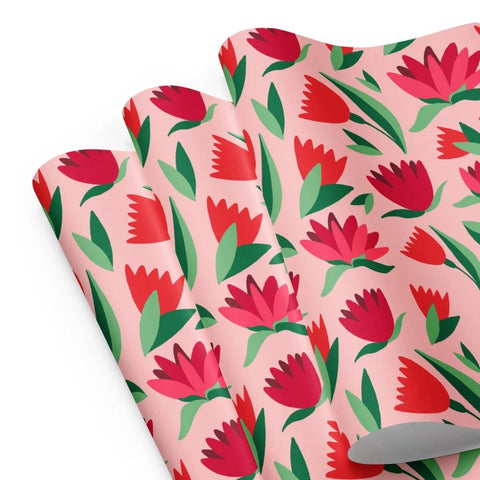 Tulip Abstract Floral Premium Gift Wrap - Elegant Wrapping Paper - Post & Poppy