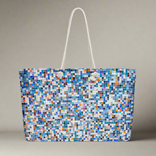 Tote bag with mosaic pattern on a white background